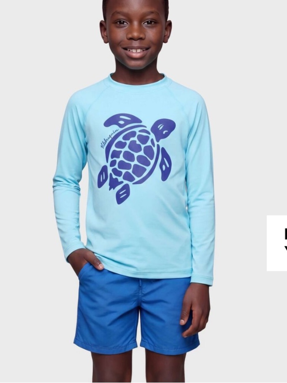 Vilebrequin Navy Long-Sleeve Rash Guard with Pink Turtle